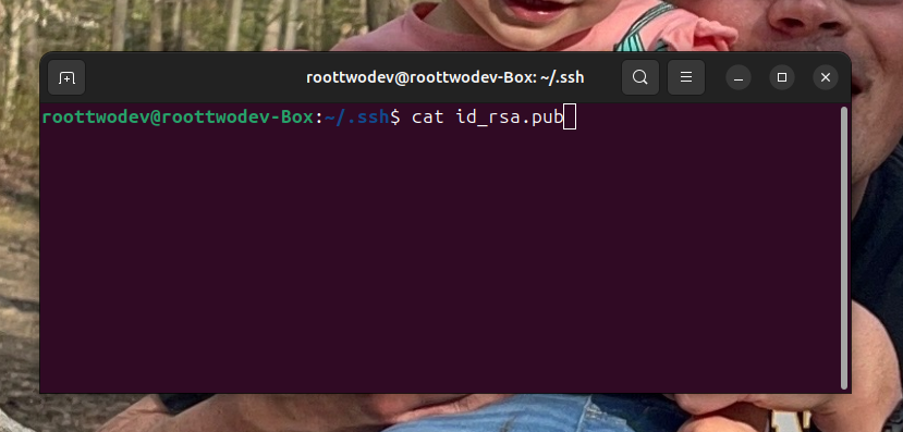 Use the cat command to get the contents of the RSA public key.