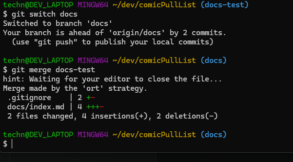 Shows a merge from docs-test into docs